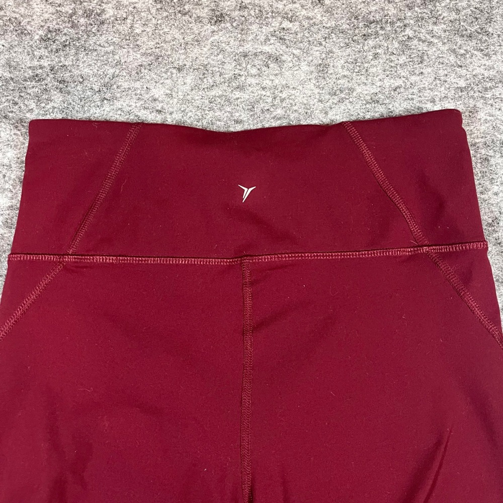 Old Navy Active Elevate Leggings Women M Burgundy Wine Go-Dry Mesh Athleisure - Picture 2 of 8